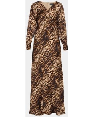 Tahari Lauren Leopard Print Silk-Blend Dress - Natural