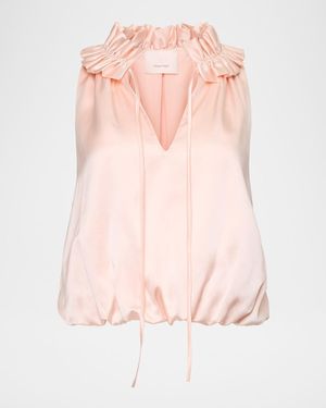 Cinq À Sept Lucianna Sleeveless Silk Bubble Blouse - Pink