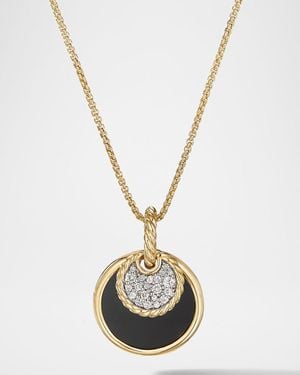 David Yurman Dy Elements Convertible Pendant Necklace With Onyx And Mother Of Pearl With Diamonds - White