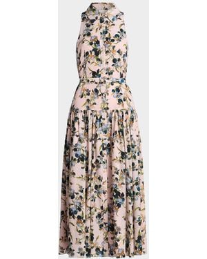 Cinq À Sept Trailing Iris Sarai Floral A-Line Midi-Shirtdress - White