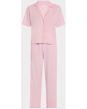 Skin Cecily Cropped Pima Cotton Jersey Pajama Set - Pink