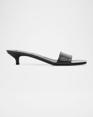 TOTEME 35Mm Slim Lizard-Embossed Leather Mules - Black