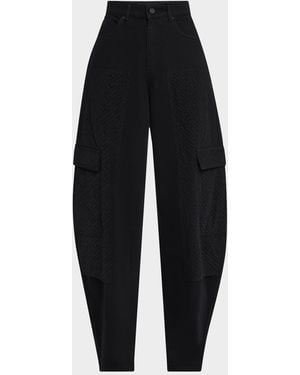 Purple Barrel-Leg Mesh Carpenter Jeans - Blue