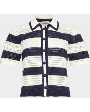 Eres Mouette Striped Openwork Knit Top - Blue