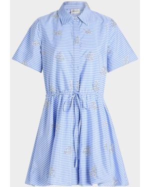 MILLY Willa Beaded Mini Dress - Blue