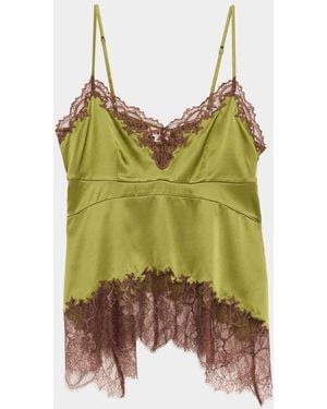 STAUD Lina Silk Tank Top - Green
