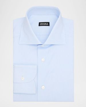ZEGNA Oxford Weave Cotton Dress Shirt - Blue