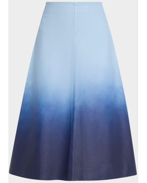 Kobi Halperin Lucien Ombre Leather Midi Skirt - Blue