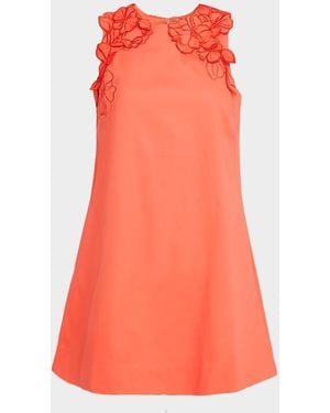 mestiza Juniper Floral Applique Mini Shift Dress - Orange
