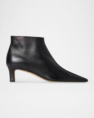 The Row Carla Nappa Leather Booties - Black