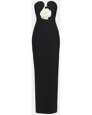 Roland Mouret Strapless Rosette Column Gown - Black