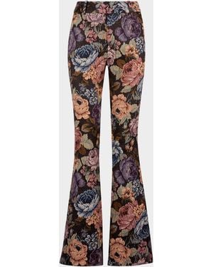 Smythe Floral Jacquard Bootcut Pants - Multicolor