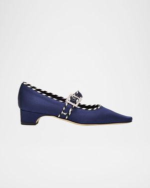 Manolo Blahnik 30Mm Zaera Satin Mary Jane Pumps - Blue