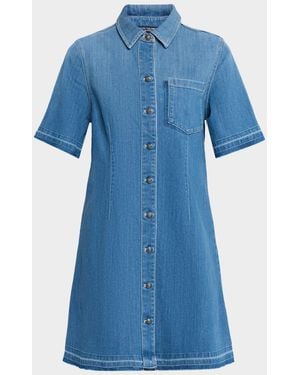 Kobi Halperin Alice Stretch-Denim Raw-Edge Minidress - Blue