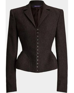 Ralph Lauren Joleene Wool Herringbone Structured Jacket - Black