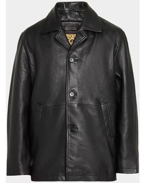 Robert Graham X Rocky & Apos;S Printed-Lining Leather Car Coat - Black