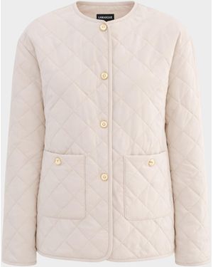 Lamarque Hera Quilted Collarless Jacket - Natural