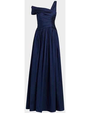 Cynthia Rowley Avery Asymmetric Taffeta Gown - Blue