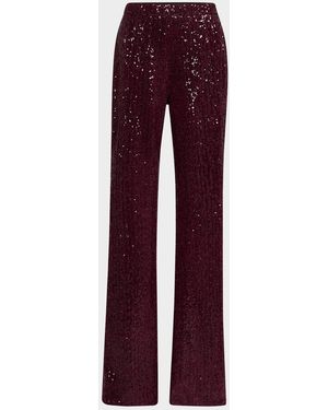 Badgley Mischka Straight-Leg Sequin Pants - Red
