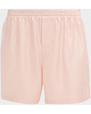 Dolce & Gabbana Apos;S Solid Pastel Silk Boxer Shorts - Pink