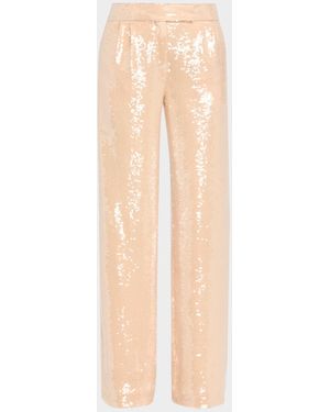 LAQUAN SMITH Sequin Pleated Wide-Leg Pants - Natural