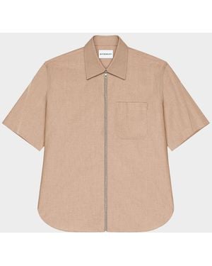 Givenchy Apos;S Point Collar Full-Zip Short-Sleeve Shirt - Natural