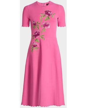 THEIA Petunia Knit Midi Dress - Pink