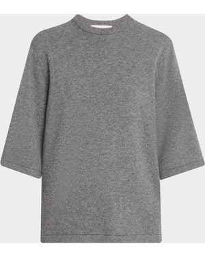 Michael Kors Oversized Cashmere Knit Tee Sweater - Gray