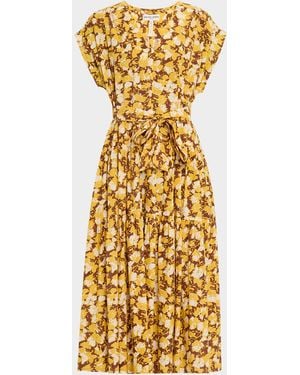 Apiece Apart Agathe Tiered Organic Cotton Maxi Dress - Metallic