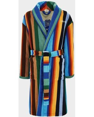Versace Apos;S Medusa Jacquard Striped Terry Robe - Blue