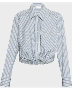 A.L.C. Leo Striped Twist-Front Top - Blue