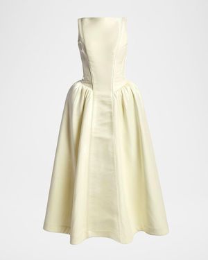 Kate Barton Clarissa Voluminous Basque-Waist Gown - Natural
