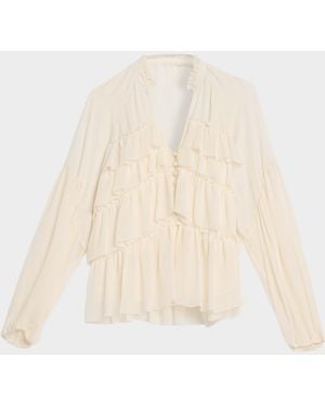 Cinq À Sept Amoura Tiered Ruffle Top - White