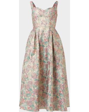 Shoshanna Ophelia Brocade Midi Dress - Natural