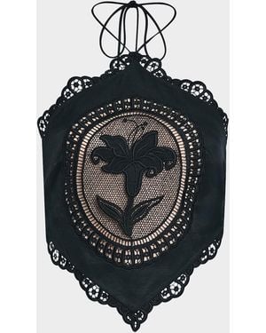 retroféte Summer Embroidered Halter Top - Black