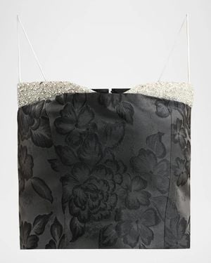 Alice + Olivia Hallie Embellished Peekaboo Crop Top - Black