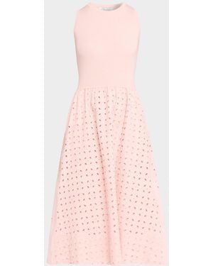 Tahari The Emma Sleeveless Eyelet Knit Midi Dress - Pink