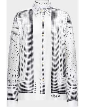 Callas Milano Paulina Dotted Silk Shirt - White