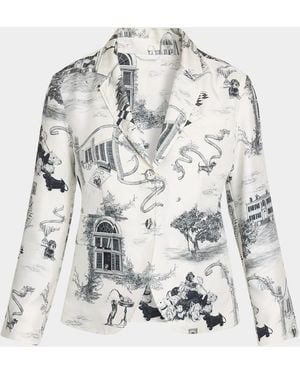 Thom Browne Hector Toile Unconstructed Silk Twill Fit 3 Sportcoat - White