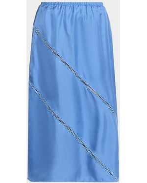 DIOTIMA Tobago Lattice-Inset Silk Midi Skirt - Blue