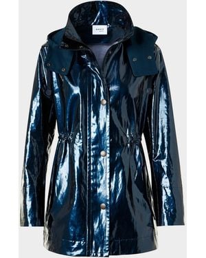 Akris Punto Lacquered Short Parka Jacket - Blue