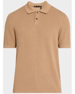 Theory Apos;S Cotton Cable Knit Polo Shirt - Natural