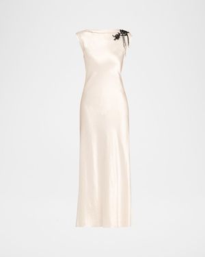 Jason Wu Embellished Washed Twill Column Gown - White