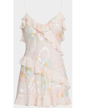 LoveShackFancy Lomina Pastel Ruffle Mini Dress - Natural