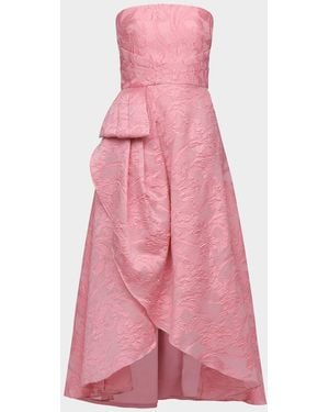 THEIA Soraya Strapless Fil Coupe Midi Dress - Pink