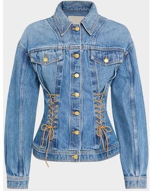 Ulla Johnson Naomi Lace-Up Denim Jacket - Blue