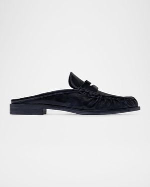 Bernardo Tilda Leather Penny Loafer Mules - Blue