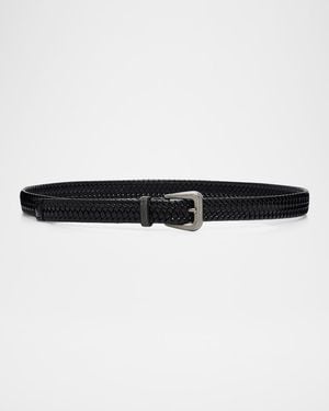 Brunello Cucinelli Woven Leather Belt - Black