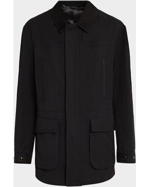 Tom Ford Apos;S Leather-Trim Canvas Field Jacket - Black