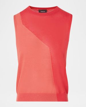 Akris High Plains Cotton-Silk Sleeveless Sweater - Pink